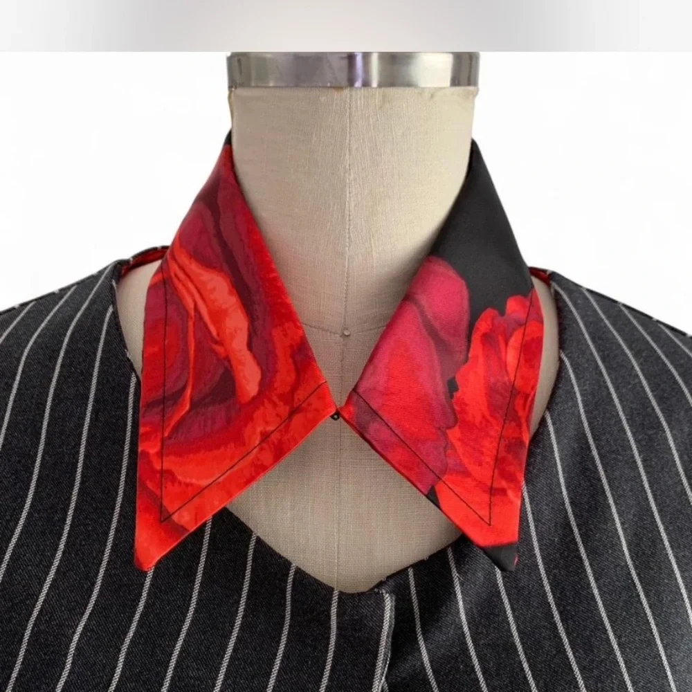 Black and Red Pinstripe Women's Blazer - Picture 12 of 14
